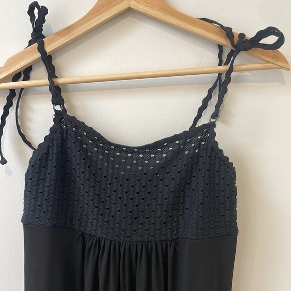 ROBIN PICCONE Chira Stretch Jersey Pant Jumpsuit Romper Small Black Lace CoverUp - Picture 6 of 12